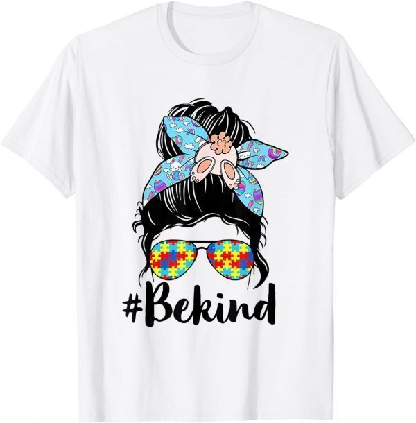 Be Kind Autism Messy Bun Easter Bunny Mom Mother's Day 2022 Classic Shirt