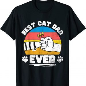 Best Cat Dad Ever Retro Vintage Fathers Day 2022 Cat Lovers T-Shirt