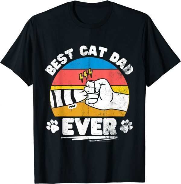 Best Cat Dad Ever Retro Vintage Fathers Day 2022 Cat Lovers T-Shirt