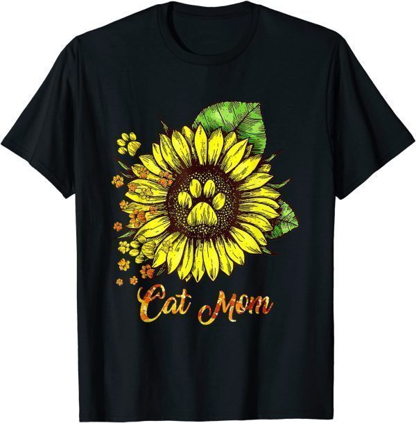 Best Cat Mom Ever Sunflower Mother's Day 2022 Shirt