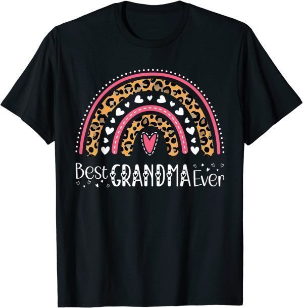 Best Grandma Ever Rainbow Leopard Print Mothers Day 2022 Shirt