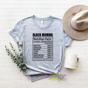 Black Momma Nutrition Facts Mother's Day 2022 Shirt