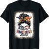 Bleached All American Aunt Messy Bun 4th Of July America Mom 2022 T-Shirt