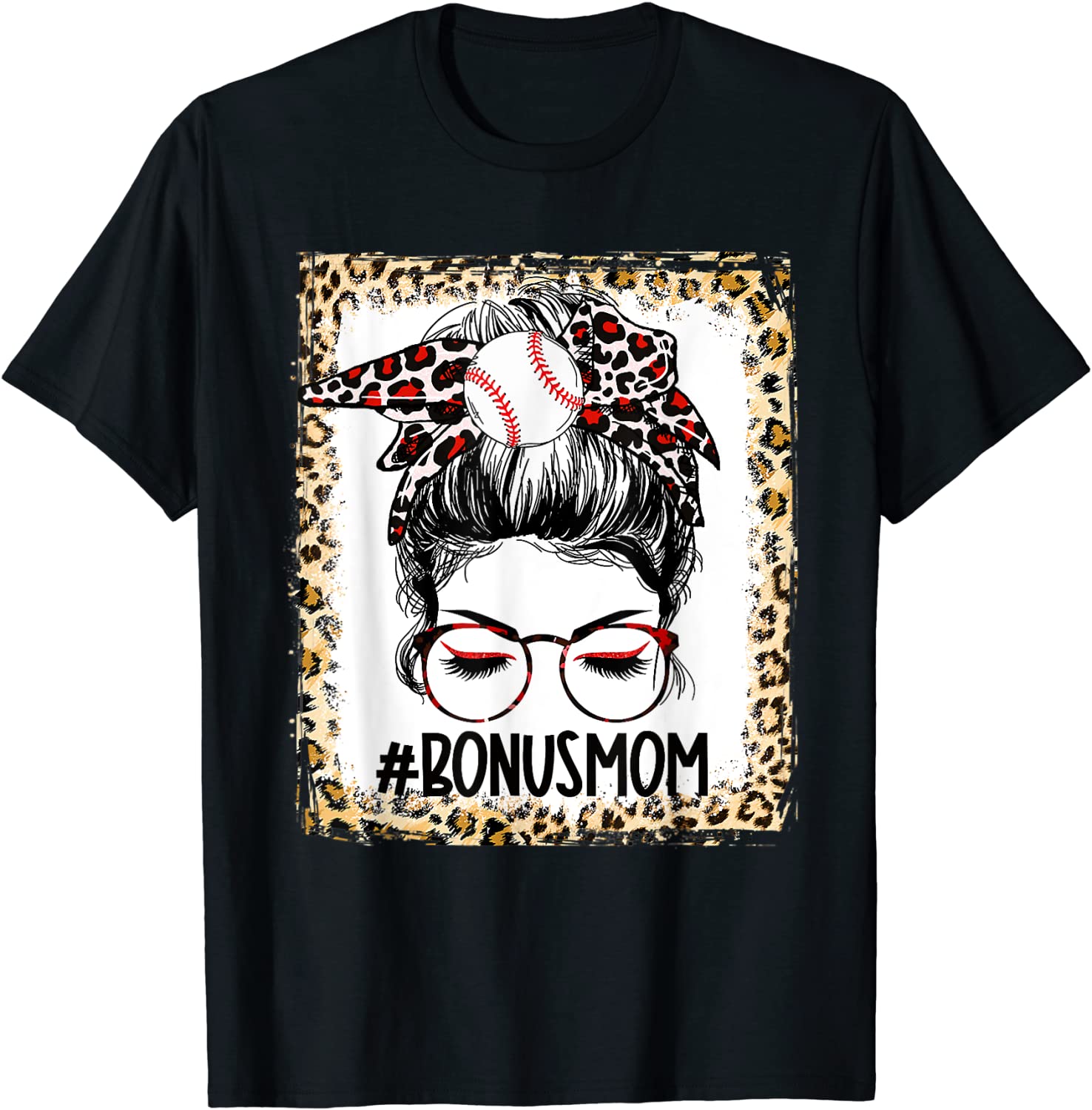 Bleached Baseball Bonus Mom Messy Bun Game Day Mothers Day Classic Shirt