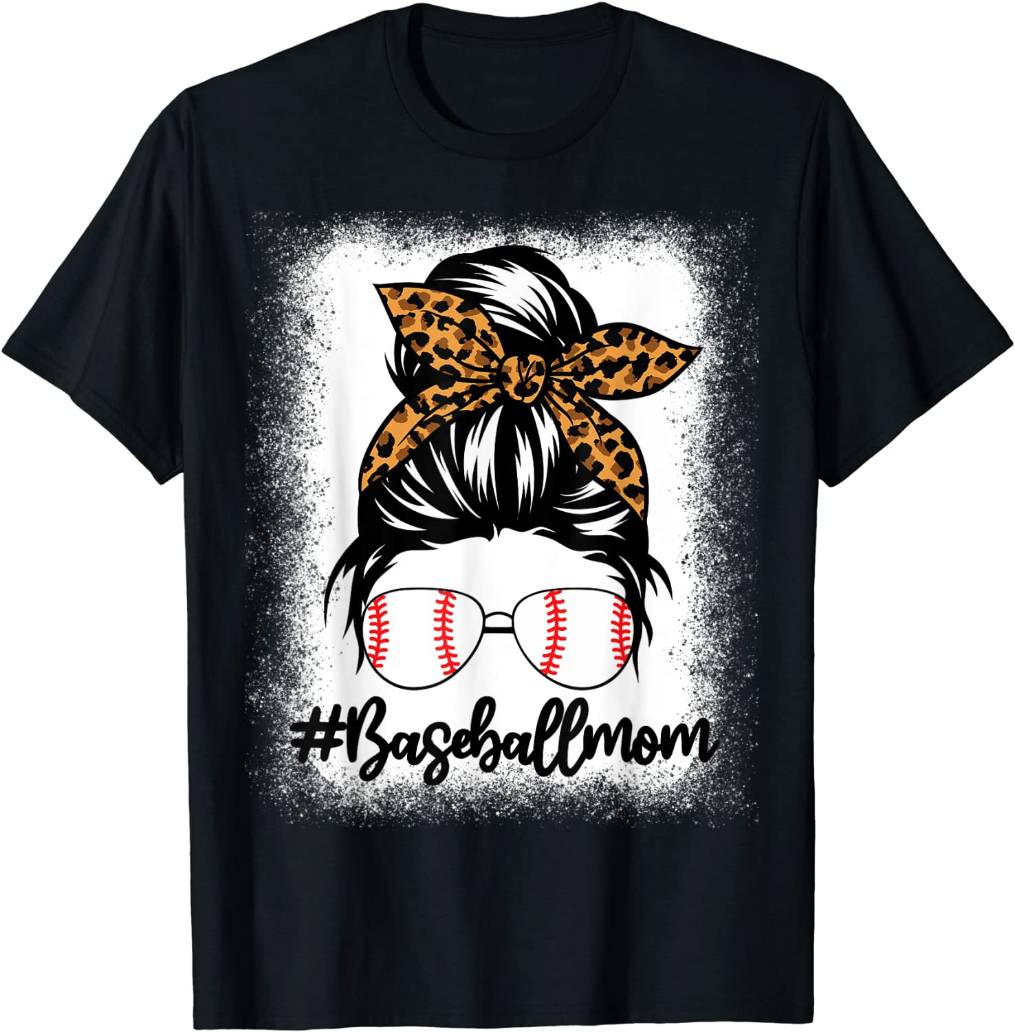 Bleached Baseball Mom Messy Bun Softball Mom Mother's Day 2022 Shirt
