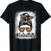 Bleached Football With Leopard And Messy Bun Player Mom Life Unisex Shirt