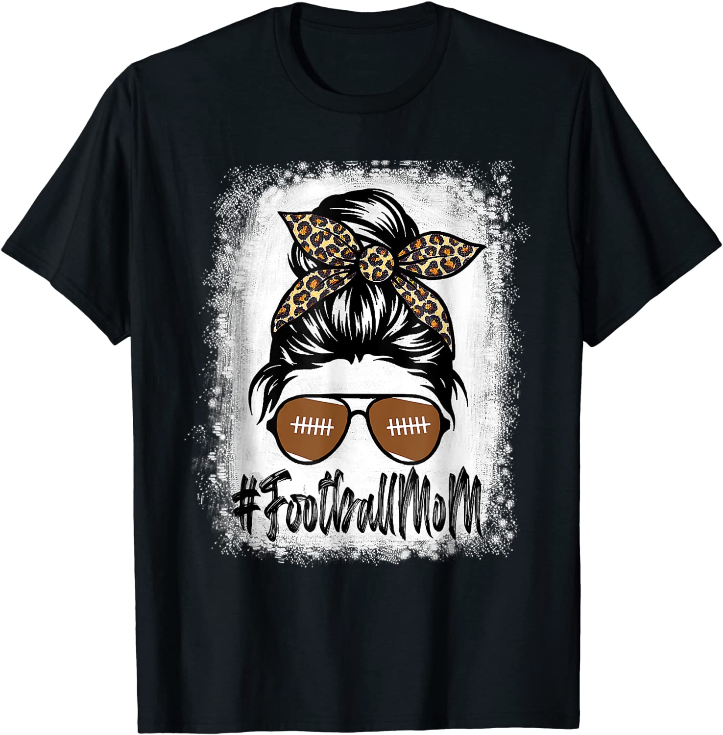 Bleached Football With Leopard And Messy Bun Player Mom Life Unisex Shirt