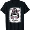 Bleached Gigi Life Messy Bun Leopard Print Mothers Day T-Shirt