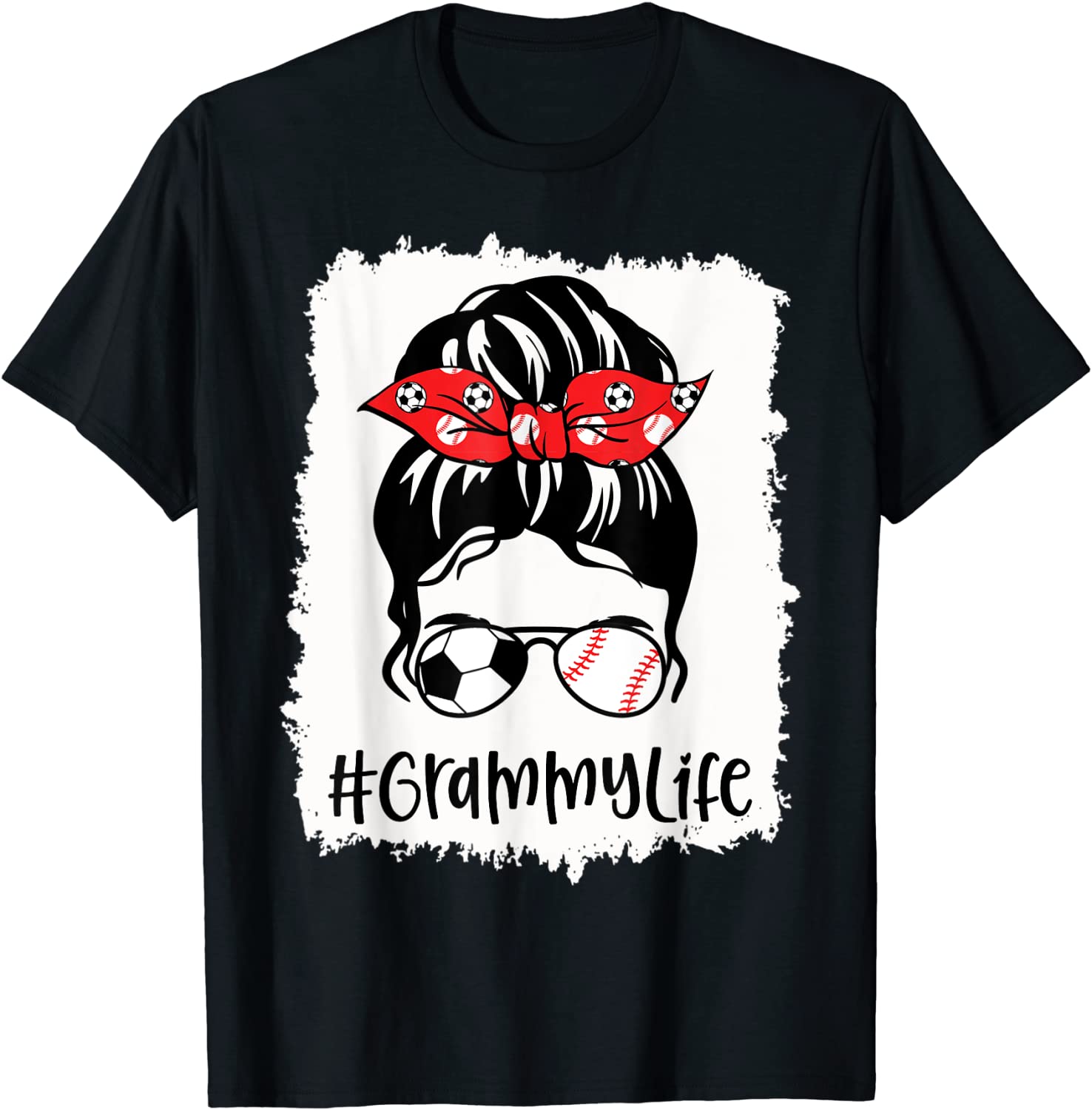 Bleached Grammy Life Soccer Messy Bun Baseball Mothers Day 2022 Shirt