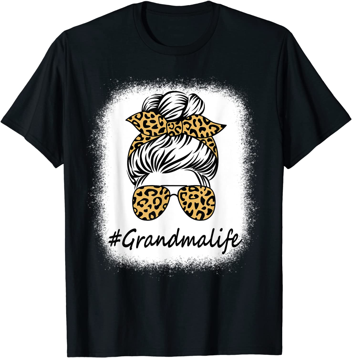 Bleached Leopard Messy Bun Grandma Life Mother's Day 2022 Shirt