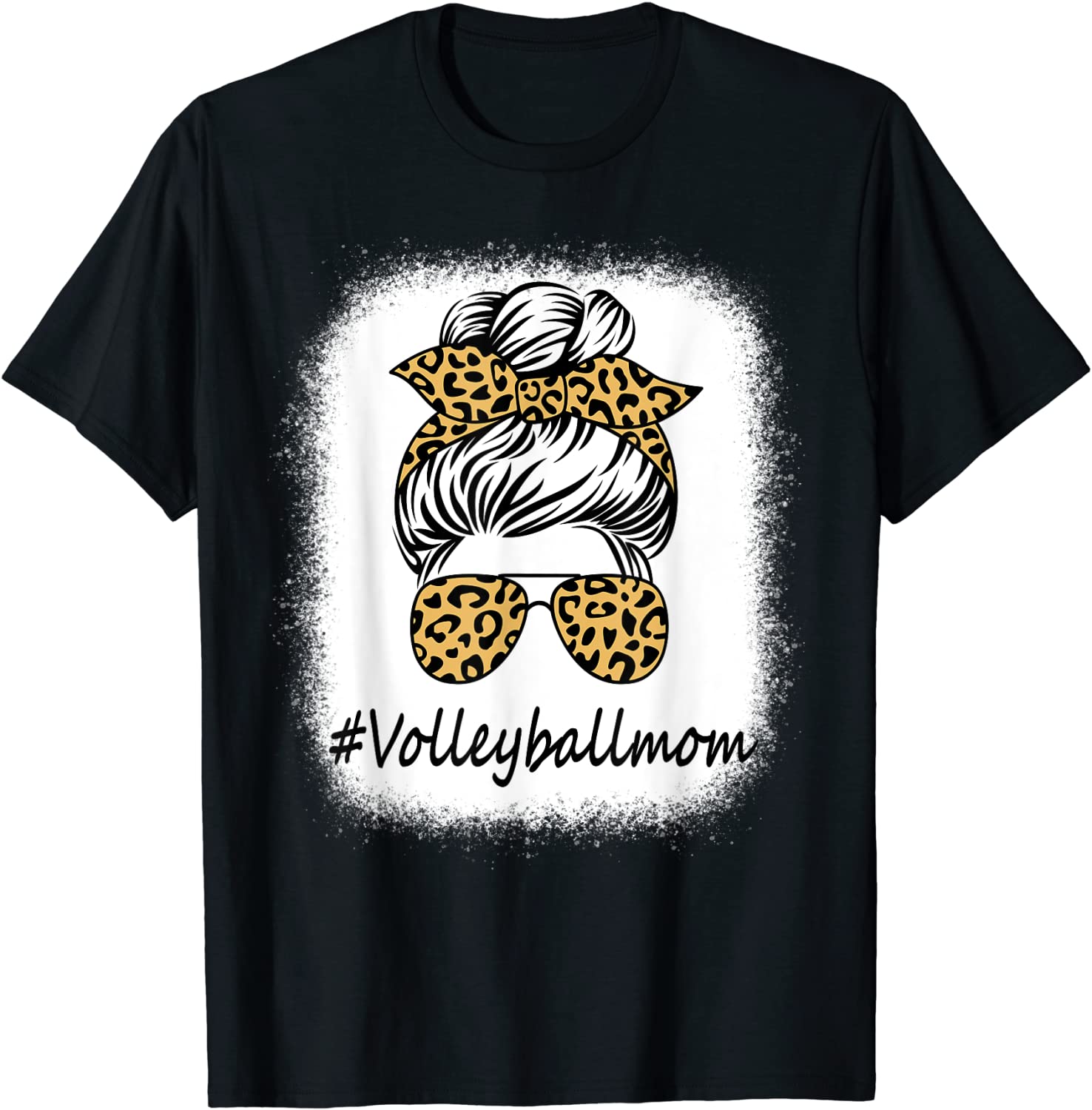 Bleached Leopard Messy Bun Volleyball Mom Mother's Day 2022 Shirt