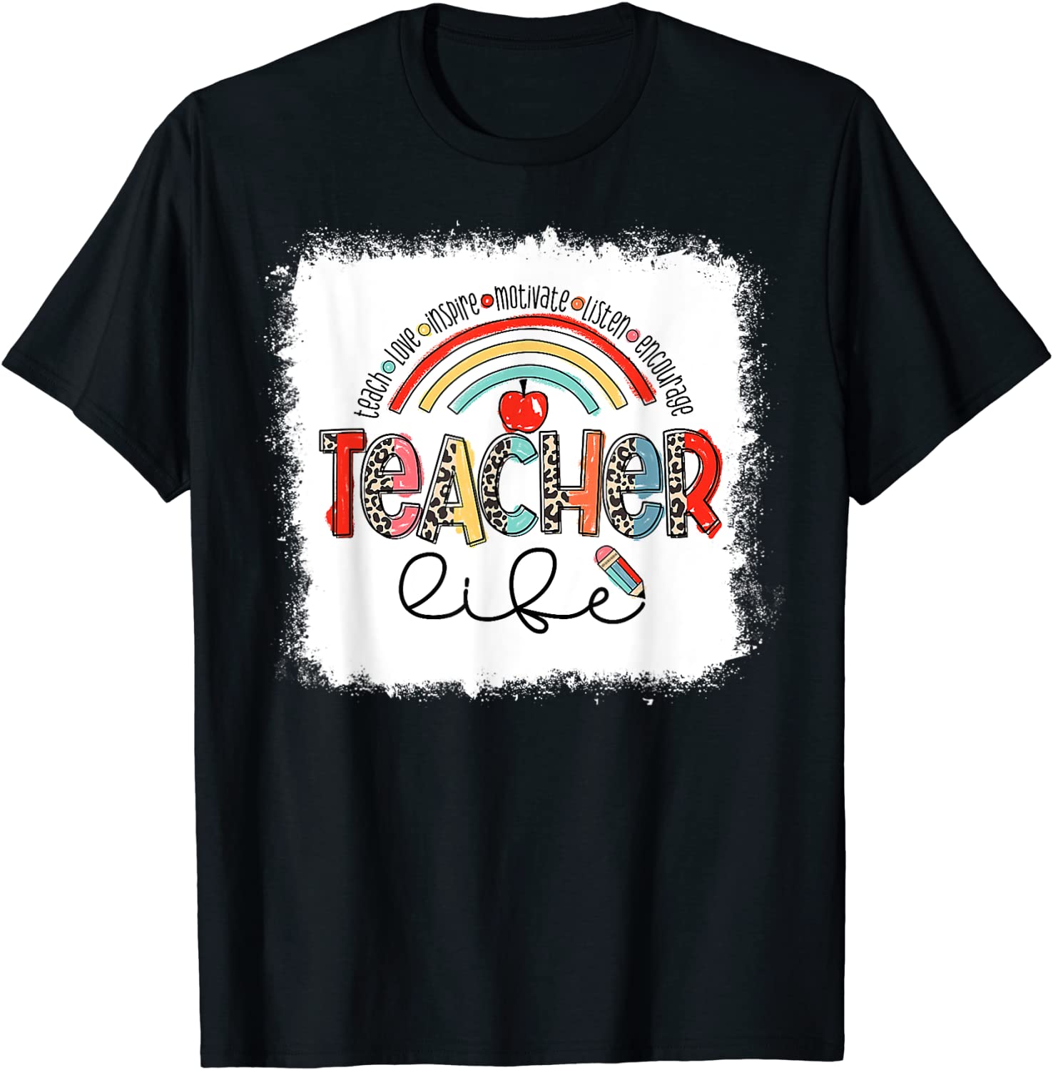 Bleached Leopard Teach Love Inspire Teacher Life 2022 Shirt