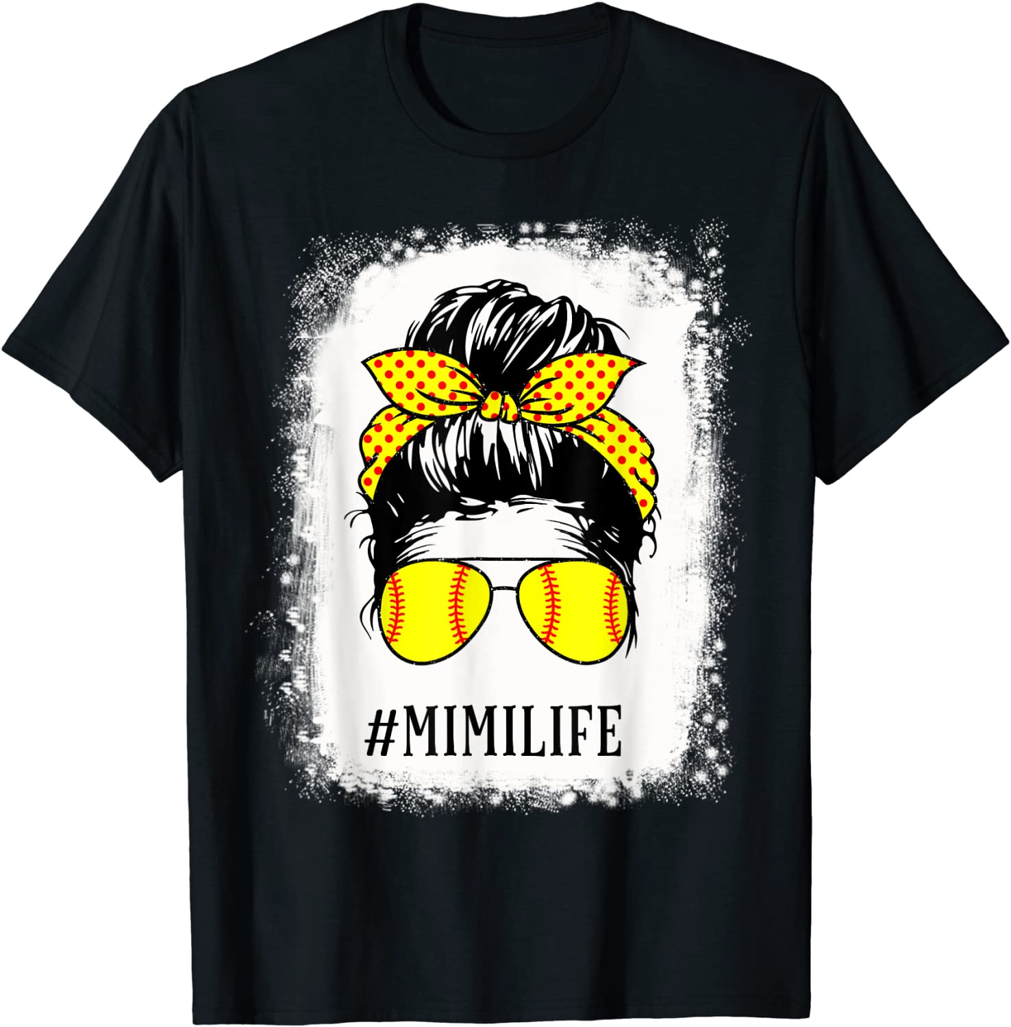 Bleached Mimi Life Softball Baseball Messy Bun Mothers Day Classic Shirt