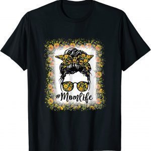 Bleached Mom Life Messy Bun Sunflower Mother's Day Classic Shirt