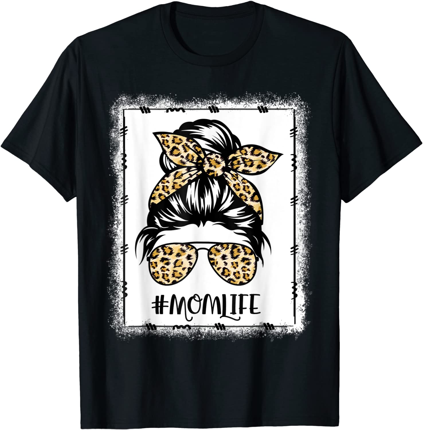 Bleached Mom Life Messy Hair Bun Leopard Women Mother's Day Classic Shirt