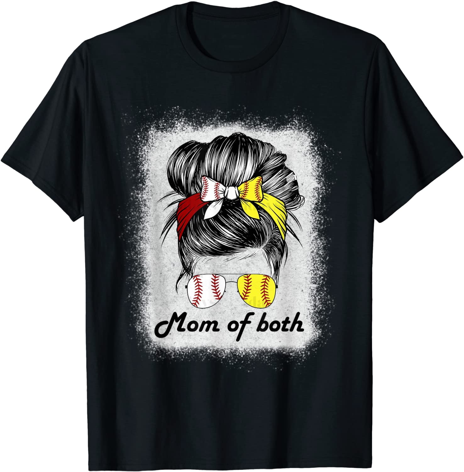 Bleached Mom Of Both Messy Bun Softball Mom Mother's Day 2022 Shirt