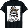 Bleached Soccer Mom Life Leopard Bow Messy Bun Game Day 2022 Shirt