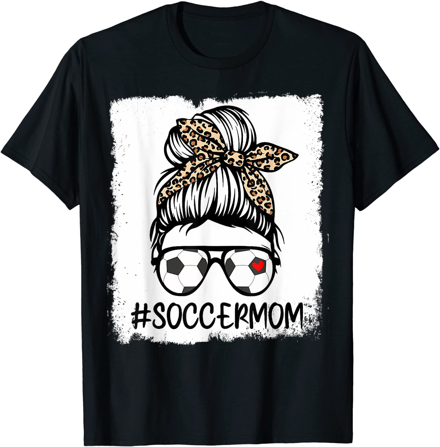 Bleached Soccer Mom Life Leopard Bow Messy Bun Game Day 2022 Shirt