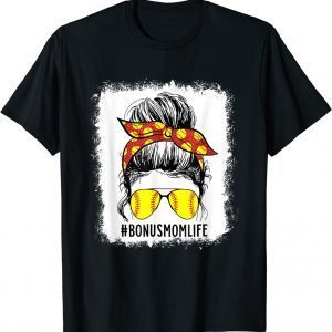 Bleached Softball Bonus Mom Game Day Bonus Mom Mother's Day 2022 Shirt