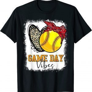 Bleached Softball Game Day Vibes Leopard Heart Headband Mom Classic Shirt