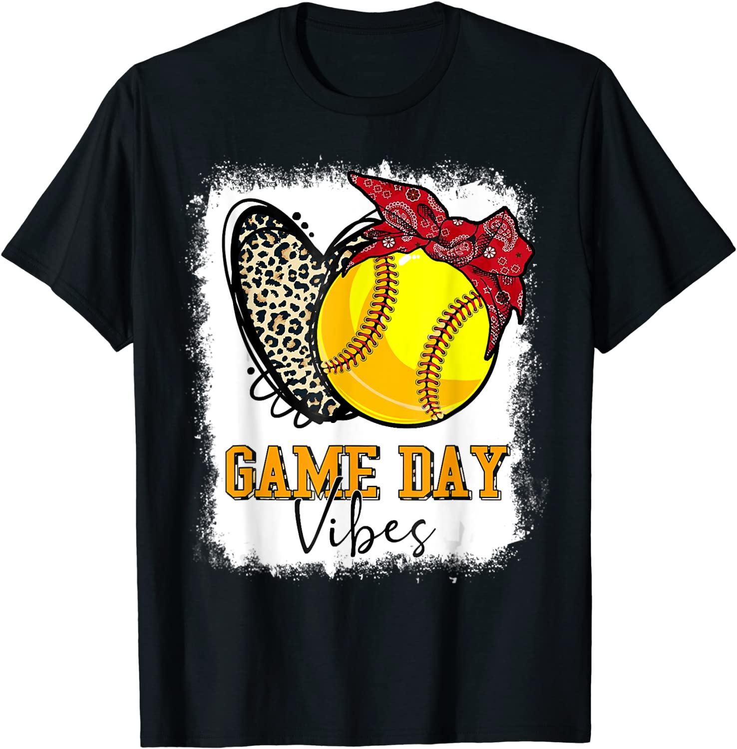 Bleached Softball Game Day Vibes Leopard Heart Headband Mom Classic Shirt