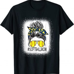 Bleached Softball Mom Life Messy Bun Game Day 2022 Shirt