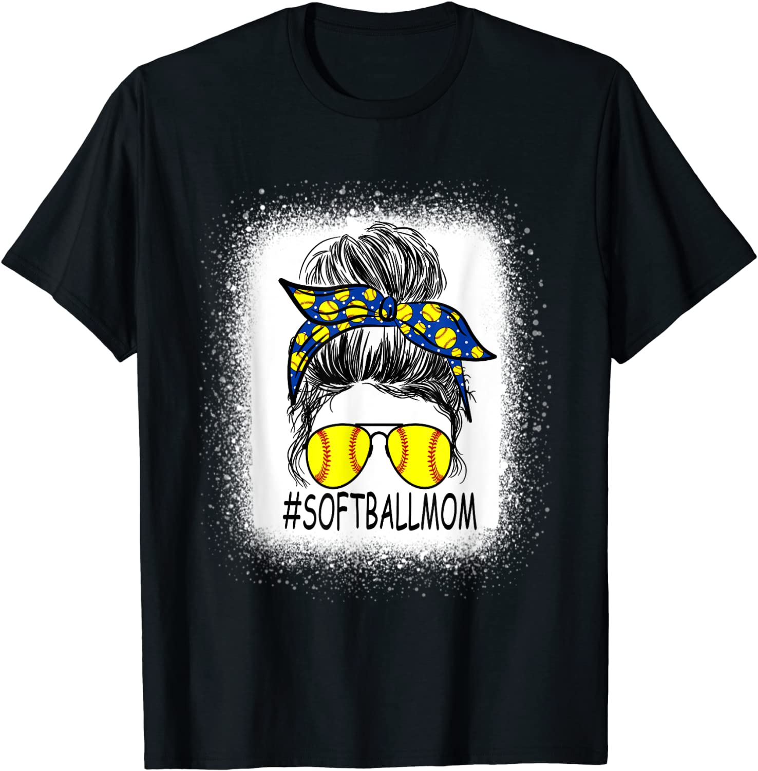 Bleached Softball Mom Life Messy Bun Game Day 2022 Shirt