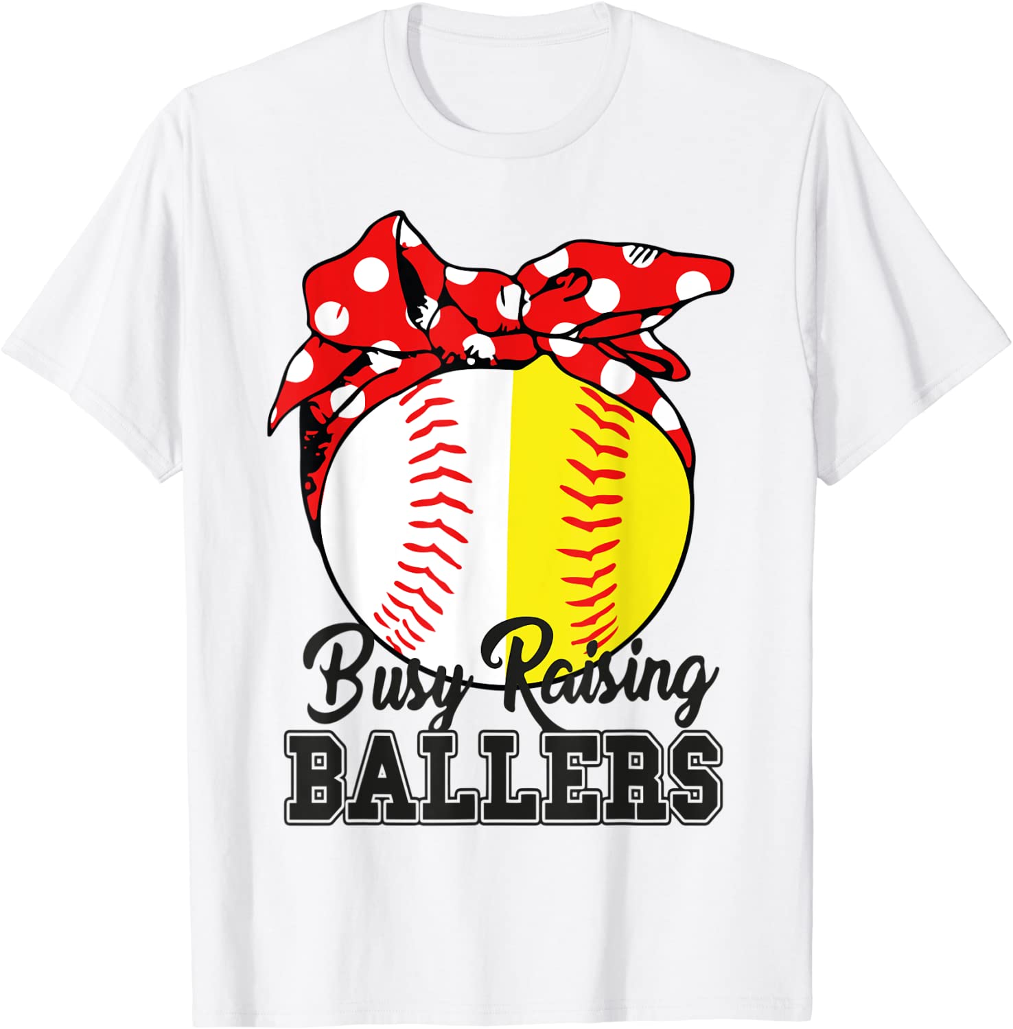 Busy Raising Ballers Softball Baseball Tee Baseball Mom T-Shirt