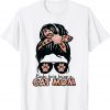 Cat Mom Messy Hair Bun With Cat Paw Mother's Day 2022 Shirt