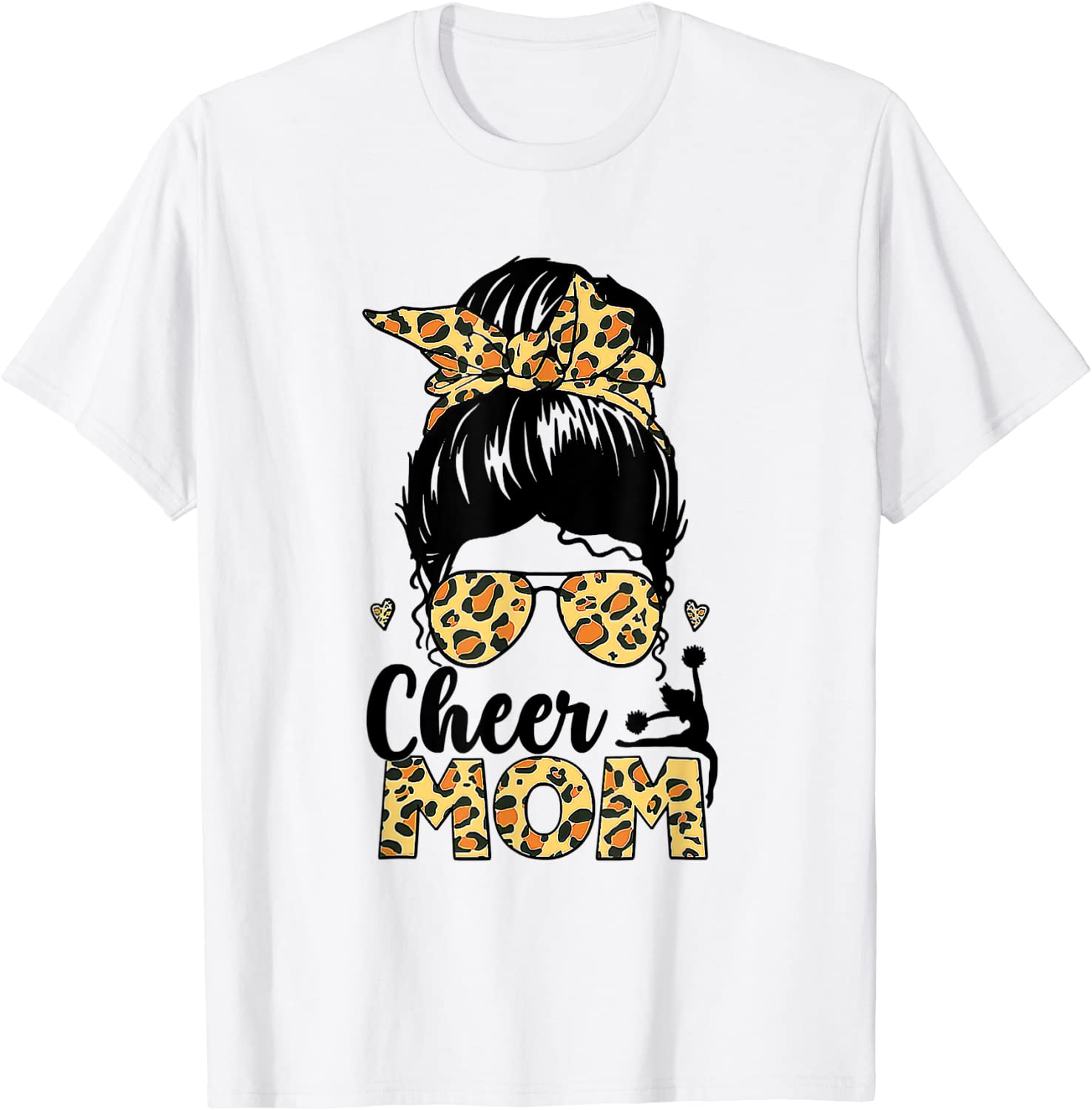 Cheer Mom Leopard Messy Hair Bun Mother's Day 2022 Classic Shirt