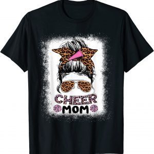 Cheer Mom Messy Bun Proud Cheerleader Mom Mothers Day 2022 Shirt