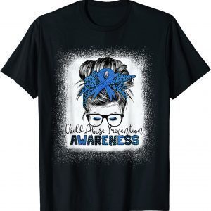 Child Abuse Prevention Awareness Bleached Messy Bun 2022 Shirt