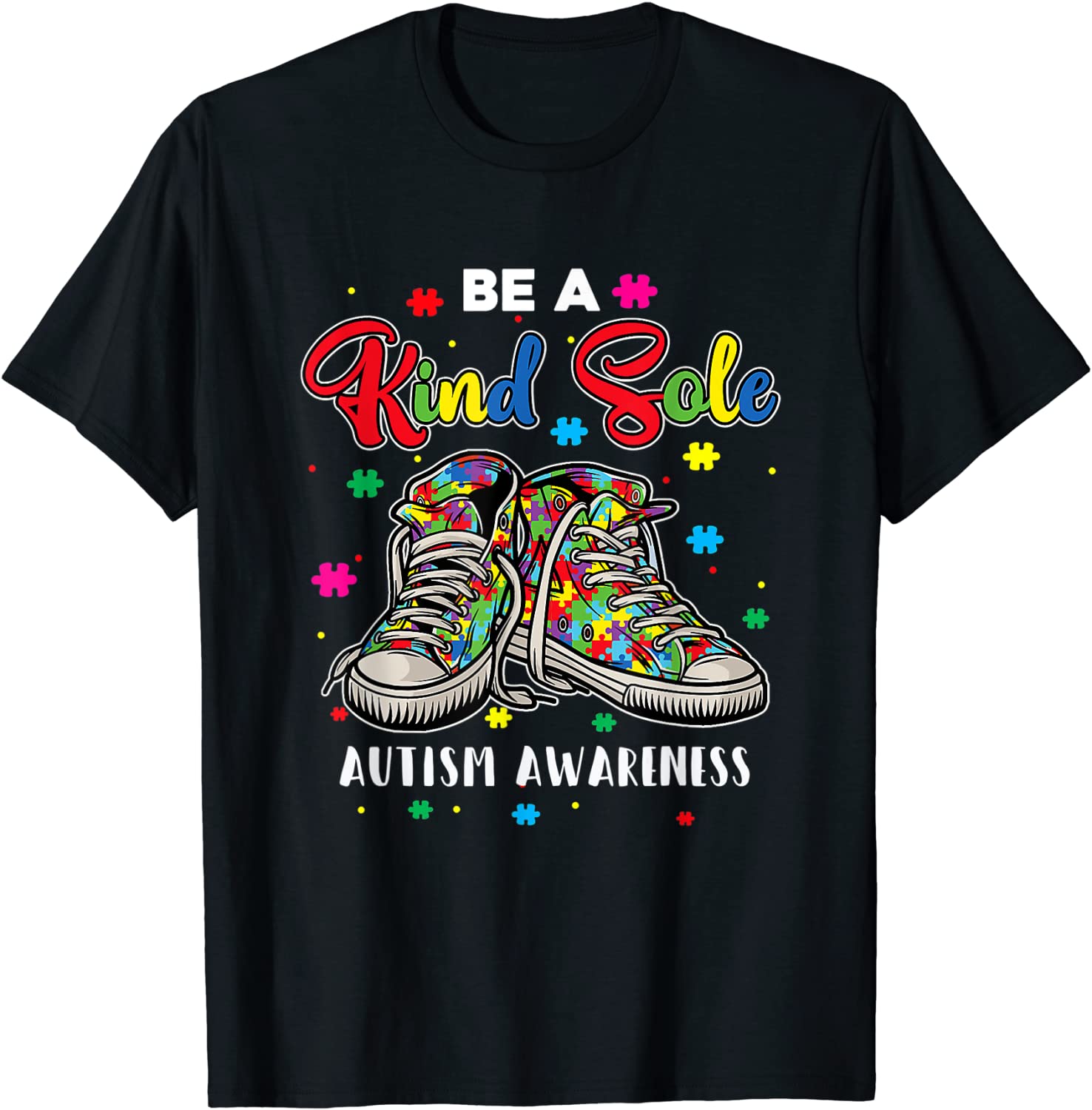 Cool Autism Awareness Be A Kind Sole Rainbow Sneaker Puzzle 2022 Shirt