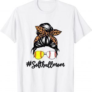 Dy Mom Life Softball Baseball Leopard Messy Bun Mother's Day 2022 Shirt