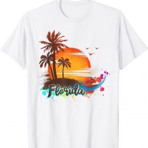 Florida Beach Summer Palm Trees Sunst 2022 Shirt