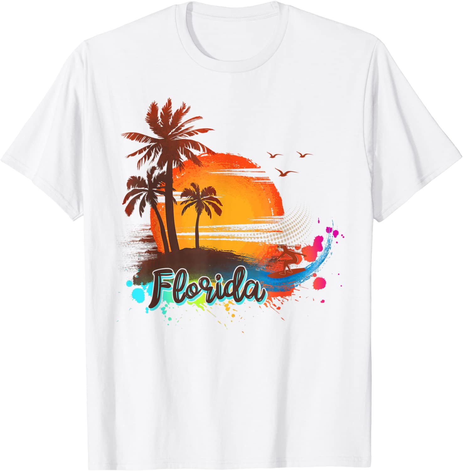 Florida Beach Summer Palm Trees Sunst 2022 Shirt