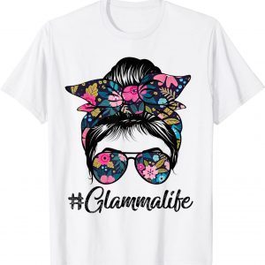 Glamma Life Messy Hair Bun Floral Mother's Day 2022 Shirt