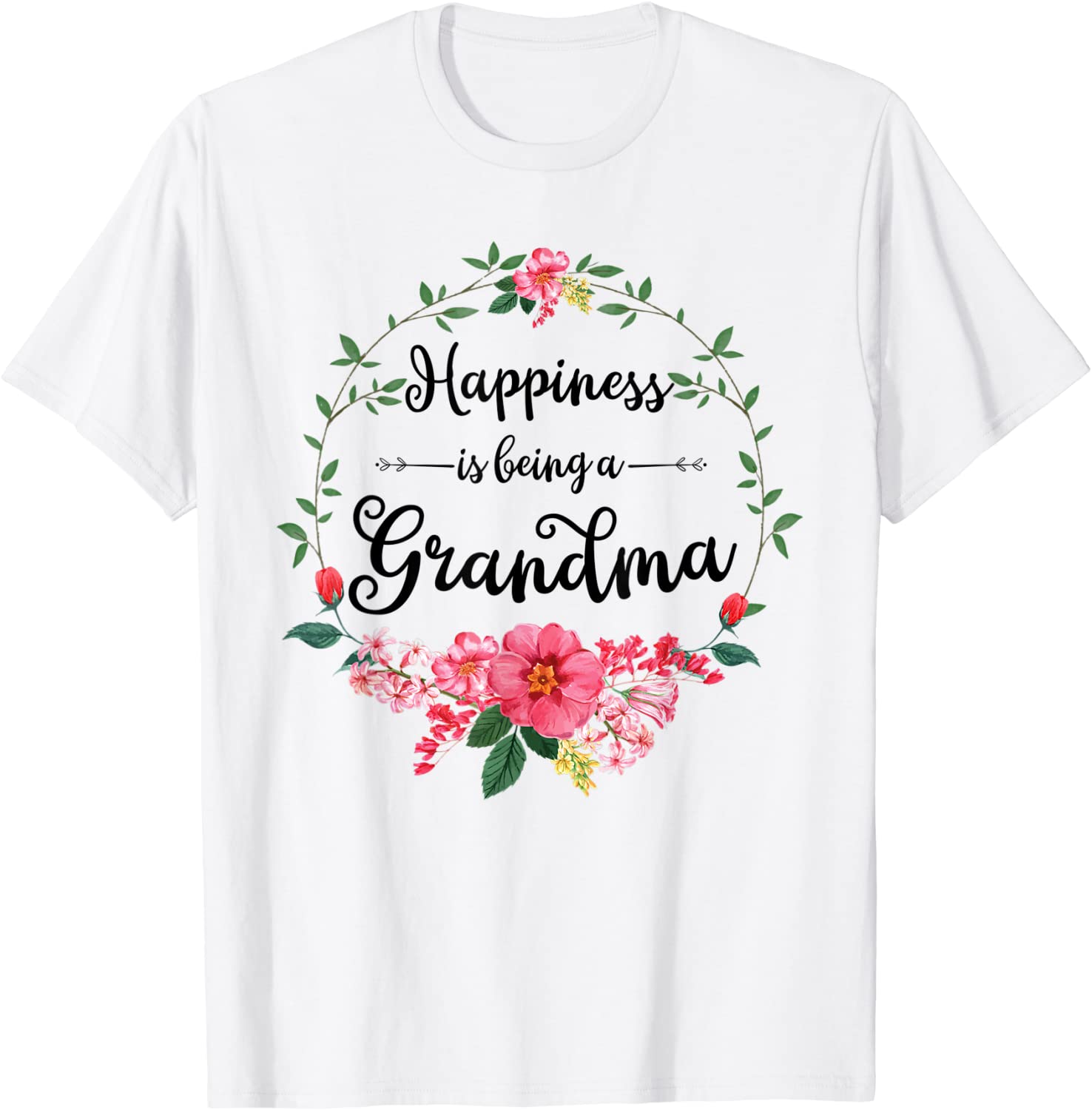 Happiness Is Being A Grandma Flower Decor Grandma 2022 Shirt