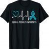 Heartbeat Sexual Assault Awareness Month Teal Ribbon Support T-Shirt