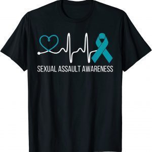 Heartbeat Sexual Assault Awareness Month Teal Ribbon Support T-Shirt