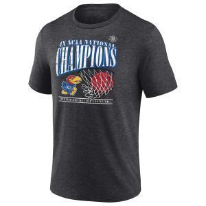 Heathered Charcoal Kansas Jayhawks 2022 NCAA Basketball National Champions Tri-Blend Classic Shirt