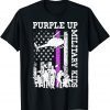 I Purple Up Month of Military Child Kids Boots US Flag 2022 T-Shirt