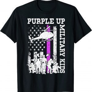 I Purple Up Month of Military Child Kids Boots US Flag 2022 T-Shirt