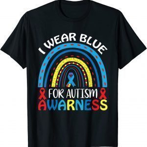 In April I wear blue autism awareness cute Rainbow Puzzle T-Shirt