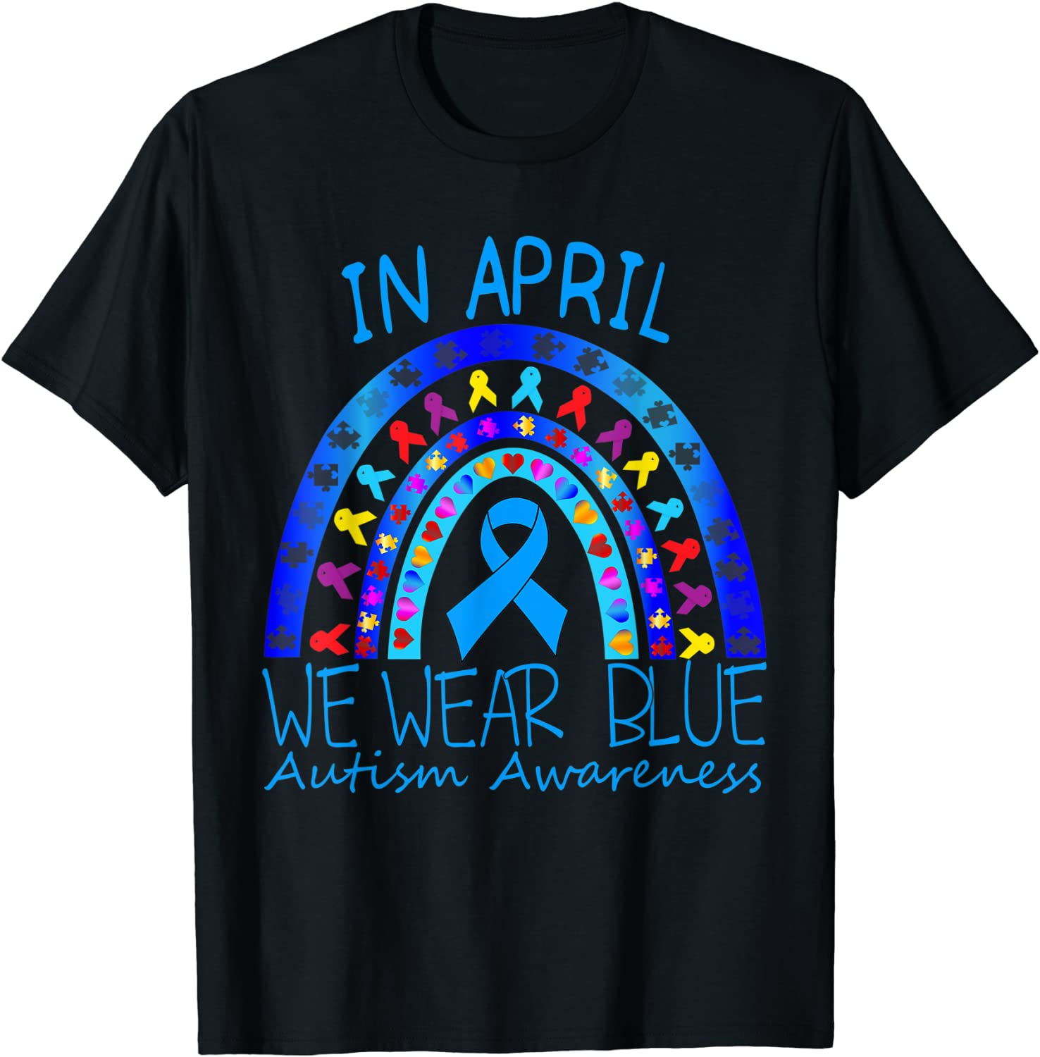In April We Wear Blue Autistic Rainbow COOL Autism Awareness 2022 Shirt