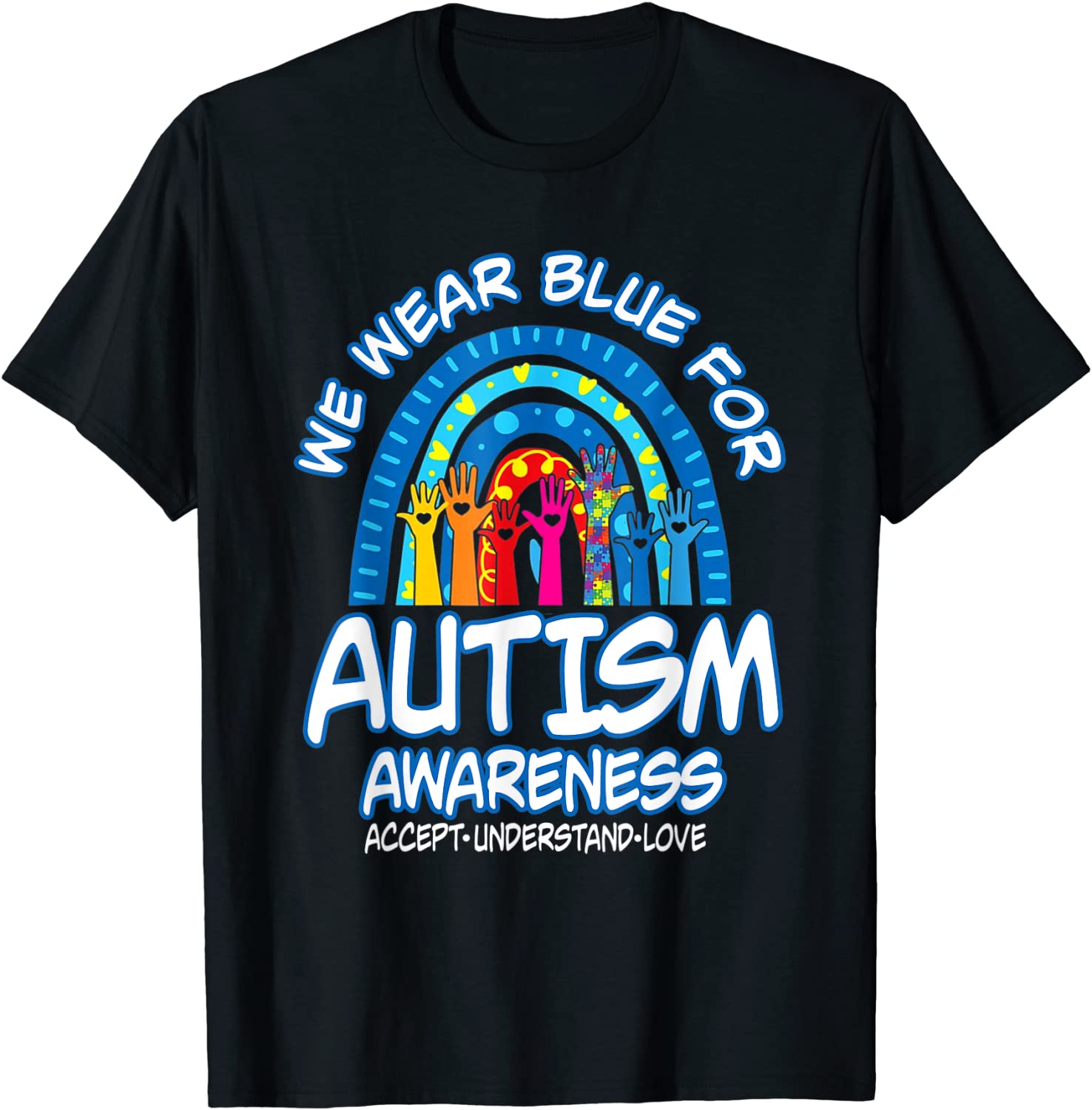 In April We Wear Blue For Autism Awareness Fidget Rainbow 2022 Shirt