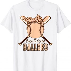 Leopard Busy Raising Ballers Mom Baseball Mother's Day 2022 T-Shirt