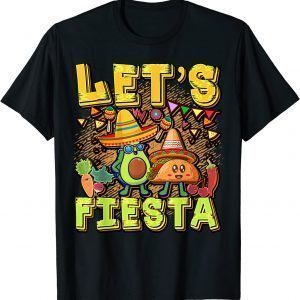 Let's Fiesta Cinco De Mayo Cartoon Taco And Avocado 2022 Shirt