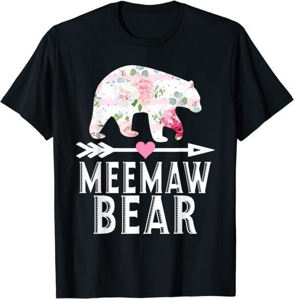 Meemaw Bear Mom Grandma Floral Happy Mother's Day T-Shirt