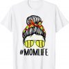 Momlife Messy Bun Softball Mom Bandana Mothers Day 2022 Shirt